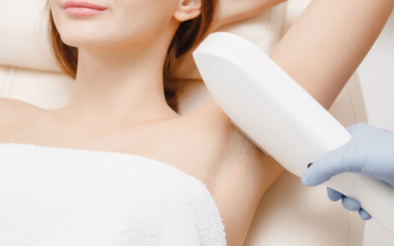 Smooth skin woman under arms. Laser hair removal Smooth skin woman under arms. Laser hair removal